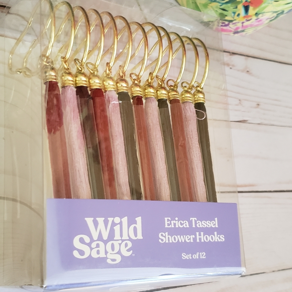 Wild Sage Erica Tassel Shower Hooks NWT in Box